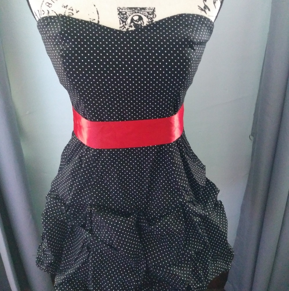 Ruby rox polka dots strapless dress